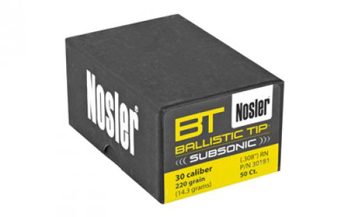 NOSLER Ballistic Tip, .308 Diameter, 30 Caliber, 220 Grain, Spitzer Boat Tail, 50 Count 30181