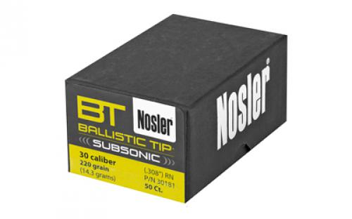 NOSLER Ballistic Tip, .308 Diameter, 30 Caliber, 220 Grain, Spitzer Boat Tail, 50 Count 30181