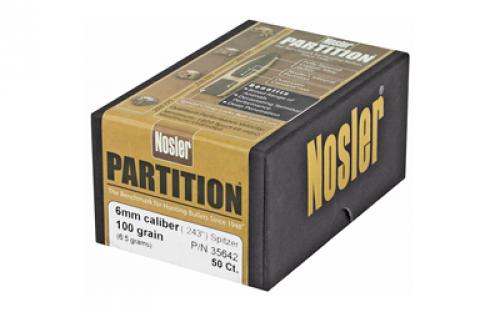 NOSLER Partition, .243 Diameter, 6MM/243 Winchester, 100 Grain, Spitzer, 50 Count 35642