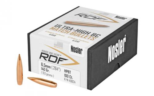 NOSLER RDF, .264 Diameter, 6.5MM, 140 Grain, Hollow Point Boat Tail, 100 Count 49824