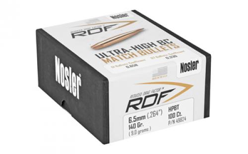 NOSLER RDF, .264 Diameter, 6.5MM, 140 Grain, Hollow Point Boat Tail, 100 Count 49824