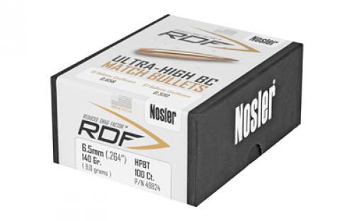 NOSLER RDF, .264 Diameter, 6.5MM, 140 Grain, Hollow Point Boat Tail, 100 Count 49824