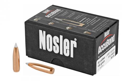 NOSLER AccuBond, .308 Diameter, 30 Caliber, 180 Grain, Spitzer Boat Tail, 50 Count 54825