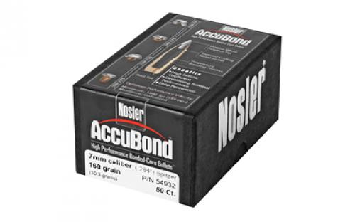 NOSLER AccuBond, .284 Diameter, 7MM, 160 Grain, Spitzer Boat Tail, 50 Count 54932