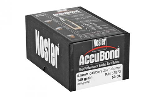 NOSLER AccuBond, .264 Diameter, 6.5MM, 140 Grain, Spitzer Boat Tail, 50 Count 57873