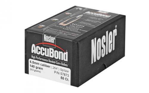NOSLER AccuBond, .264 Diameter, 6.5MM, 140 Grain, Spitzer Boat Tail, 50 Count 57873