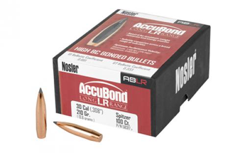 NOSLER AccuBond Long Range, .308 Diameter, 30 Caliber, 210 Grain, Spitzer Boat Tail, 100 Count 58317