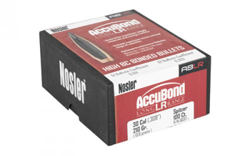 NOSLER AccuBond Long Range, .308 Diameter, 30 Caliber, 210 Grain, Spitzer Boat Tail, 100 Count 58317