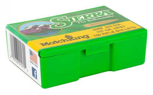 Sierra Bullets MatchKing, .243 Diameter, 6MM/243 Winchester, 107 Grain, Boat Tail Hollow Point, 100 Count 1570