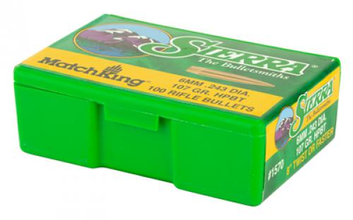 Sierra Bullets MatchKing, .243 Diameter, 6MM/243 Winchester, 107 Grain, Boat Tail Hollow Point, 100 Count 1570