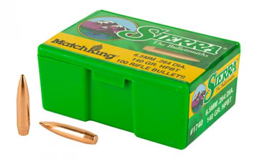 Sierra Bullets MatchKing, 6.5MM, 140 Grain, Boat Tail Hollow Point, 100 Count 1740