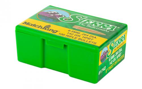 Sierra Bullets MatchKing, .264 Diameter, 6.5MM, 142 Grain, Hollow Point Boat Tail, 100 Count 1742