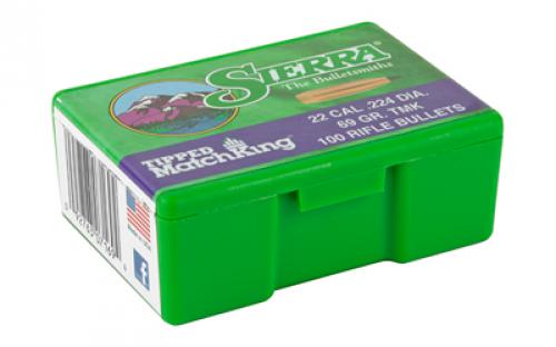 Sierra Bullets Tipped MatchKing, .224 Diameter, 22 Caliber, 69 Grain, Ballistic Tip, 100 Count 7169