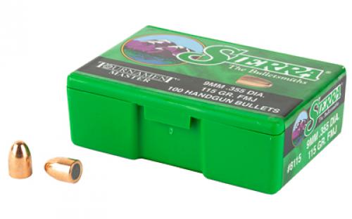 Sierra Bullets Tournament Master, .355 Diameter, 9MM, 115 Grain, Full Metal Jacket, 100 Count 8115