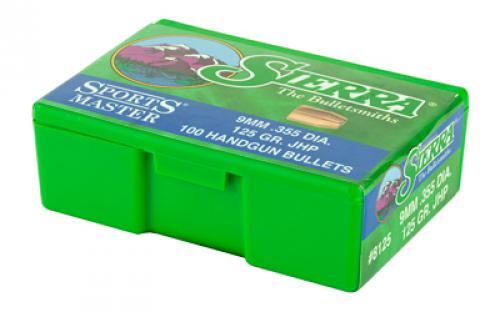 Sierra Bullets Sports Master, .355 Diameter, 9MM, 125 Grain, Jacketed Hollow Point, 100 Count 8125