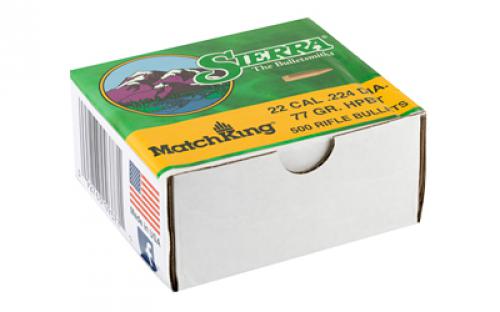 Sierra Bullets MatchKing, .224 Diameter, 22 Caliber, 77 Grain, Hollow Point Boat Tail, 500 Count 9377