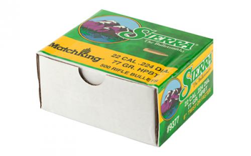 Sierra Bullets MatchKing, .224 Diameter, 22 Caliber, 77 Grain, Hollow Point Boat Tail, 500 Count 9377