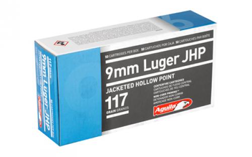 Aguila Ammunition Pistol, 9MM, 117Gr, Jacketed Hollow Point, 50 Round Box 1E092112