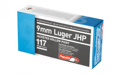 Aguila Ammunition Pistol, 9MM, 117Gr, Jacketed Hollow Point, 50 Round Box 1E092112