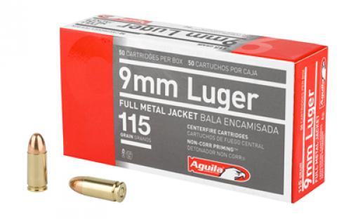 Aguila Ammunition Pistol, 9MM, 115 Grain, Full Metal Jacket, 50 Round Box 1E097704