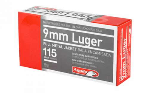 Aguila Ammunition Pistol, 9MM, 115 Grain, Full Metal Jacket, 50 Round Box 1E097704