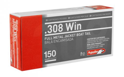 Aguila Ammunition 308 Win, 150 Grain, Full Metal Jacket Boat Tail, 20 Round Box 1E308110