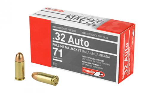 Aguila Ammunition Pistol, 32 ACP, 71 Grain, Full Metal Jacket, 50 Round Box 1E322110