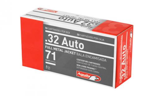 Aguila Ammunition Pistol, 32 ACP, 71 Grain, Full Metal Jacket, 50 Round Box 1E322110