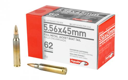 Aguila Ammunition Rifle, 556NATO, 62 Grain, Full Metal Jacket Boat Tail, 50 Round Box 1E556110