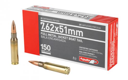 Aguila Ammunition Rifle, 762X51, 150 Grain, Full Metal Jacket Boat Tail, 20 Round Box 1E762110