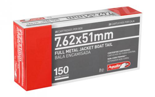 Aguila Ammunition Rifle, 762X51, 150 Grain, Full Metal Jacket Boat Tail, 20 Round Box 1E762110