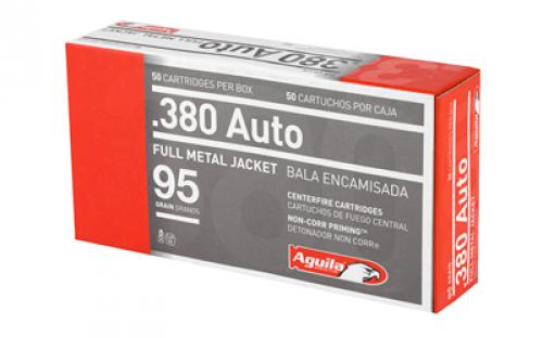 Aguila Ammunition Pistol, 380ACP, 95 Grain, Full Metal Jacket, 50 Round Box 1E802110