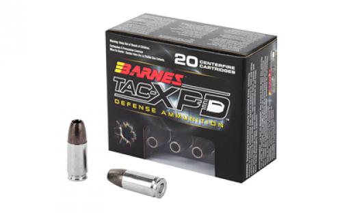 Barnes TAC-XPD, 9MM+P, 115 Grain, TAC-XP, Hollow Point, Lead Free, 20 Round Box, California Certified Nonlead Ammunition 21551