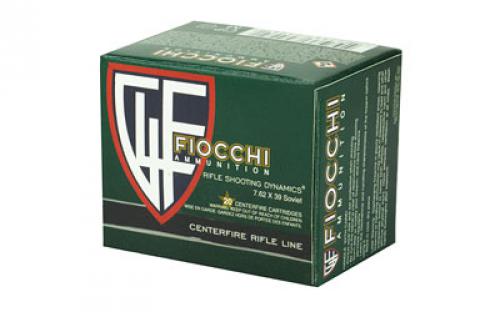 Fiocchi Ammunition Rifle, 762X39, 124 Grain, Full Metal Jacket, 20 Round Box 762SOVA