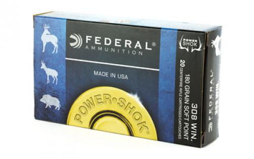 Federal PowerShok, 308WIN, 180 Grain, Soft Point, 20 Round Box 308B
