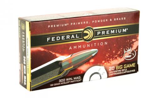 Federal Premium, 300 WIN MAG, 180 Grain, Nosler Partition, 20 Round Box P300WD2
