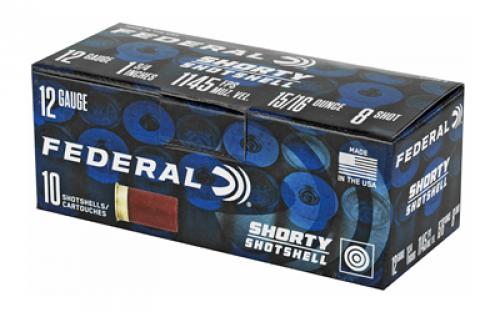 Federal Shorty Shotshell, 12 Gauge 1.75", #8 Shot, 10Rd Box, 100Rd Case SH1298
