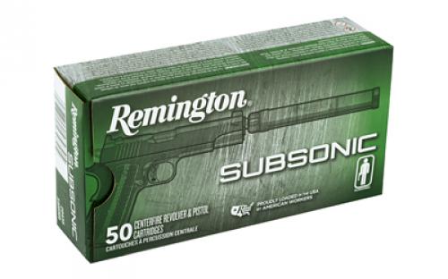 Remington Subsonic, 9MM, 147 Grain, Flat Nose Enclosed Bullet, 50 Round Box 28435