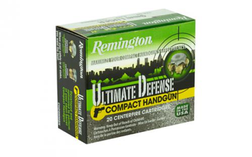 Remington Compact Ultimate Home Defense, 9MM, 124 Grain, Brass Jacketed Hollow Point, 20 Round Box 28963