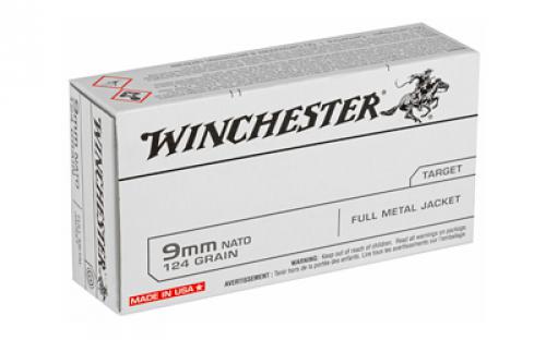 Winchester Ammunition USA, 9MM, 124 Grain, Full Metal Jacket, 50 Round Box Q4318