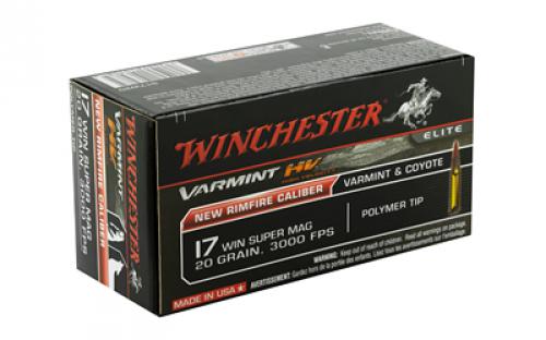 Winchester Ammunition Varmint HV, 17WSM, 20 Grain, Polymer Tip, 50 Round Box S17W20