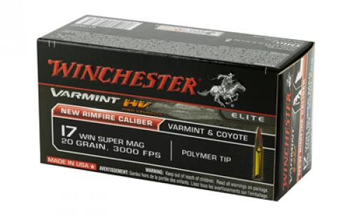 Winchester Ammunition Varmint HV, 17WSM, 20 Grain, Polymer Tip, 50 Round Box S17W20