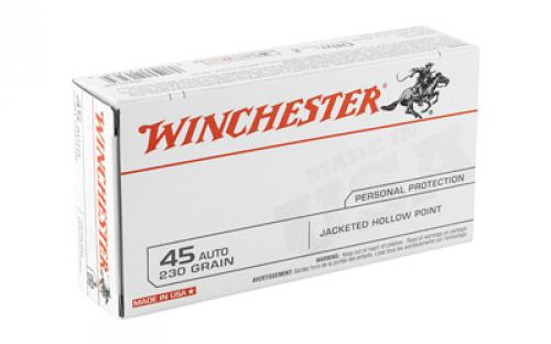 Winchester Ammunition USA, 45ACP, 230 Grain, Jacketed Hollow Point, 50 Round Box USA45JHP