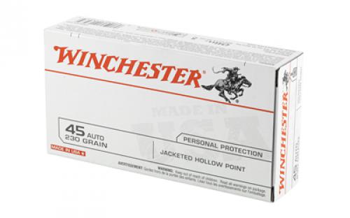 Winchester Ammunition USA, 45ACP, 230 Grain, Jacketed Hollow Point, 50 Round Box USA45JHP