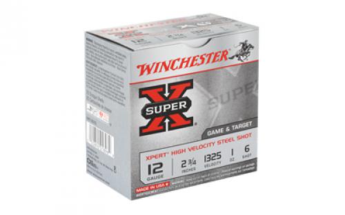 Winchester Ammunition Xpert, 12 Gauge, 2.75", #6, 1oz, Steel Shot, Lead Free, 25 Round Box, California Certified Nonlead Ammunition WE12GT6