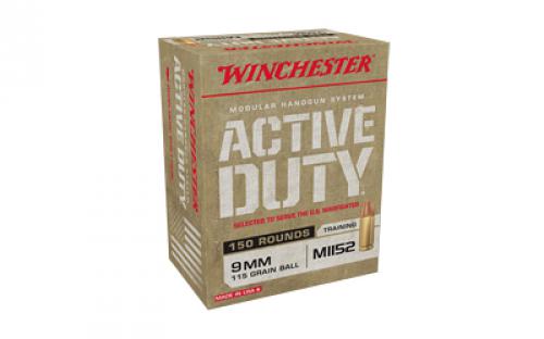 Winchester Ammunition ACTIVE DUTY MHS, 9MM, 115 Grain, Full Metal Jacket, 100 Round Box WIN9MHSC