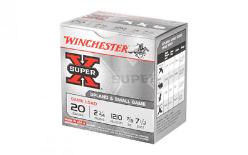 Winchester Ammunition Super-X, 20 Gauge, 2.75", Game Load, #7.5, 0.875oz, Shotshell, 25 Round Box XU207