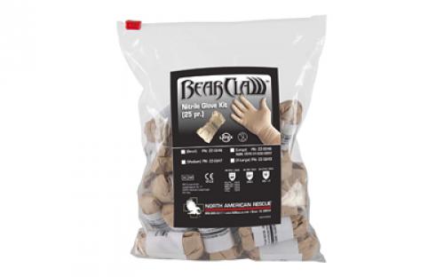North American Rescue Bear Claw Nitrile Gloves, Medium, 25 Pair Package, Sand Color ZZ-0247
