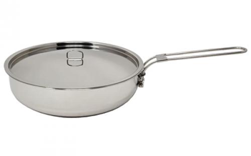 Pathfinder Folding Skillet and Lid, Stainless Steel Construction, Locking Folding Handle, 10 Skillet PF10SK-102