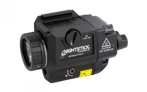 Nightstick TCM-550XL-GL, Compact Weapon-Mounted Light w/Green Laser, 550 Lumens, 4,612 Candela, Black, 2.5 Hours of Runtime, IP-X7 Waterproof TCM-550XL-GL